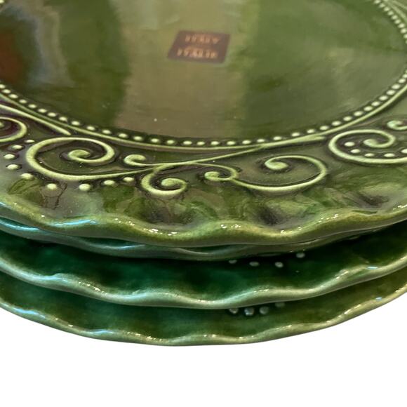 Maioliche Jessica Made in Italy Christmas Dinner Plates 11" Set 4 Holiday Green - Picture 7 of 16